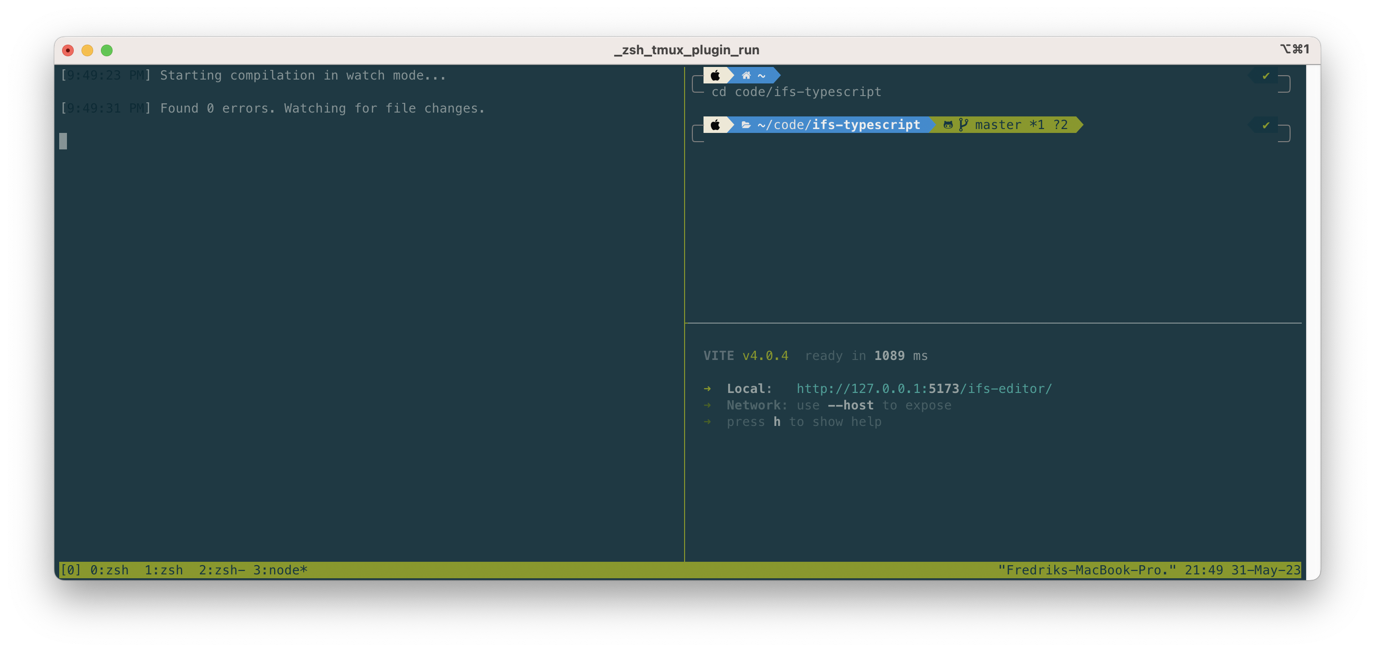 Tmux with panes